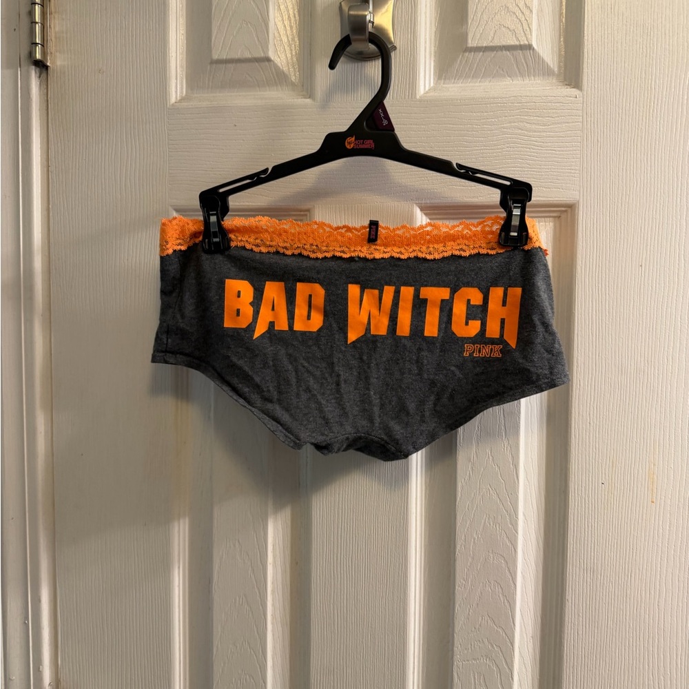 PINK Victoria's Secret Gray Shorts with Orange Lace